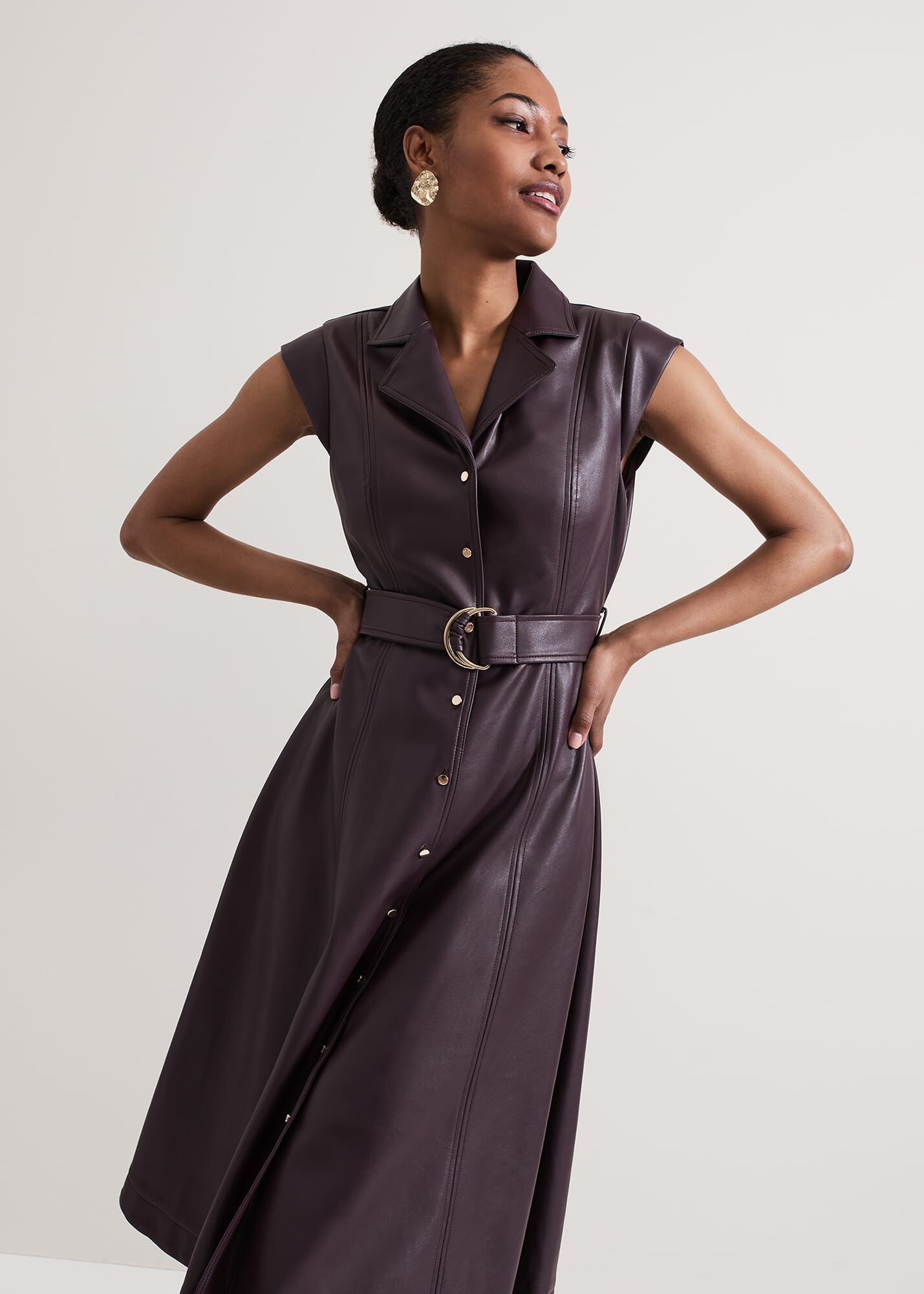 Burgundy leather dress outlet