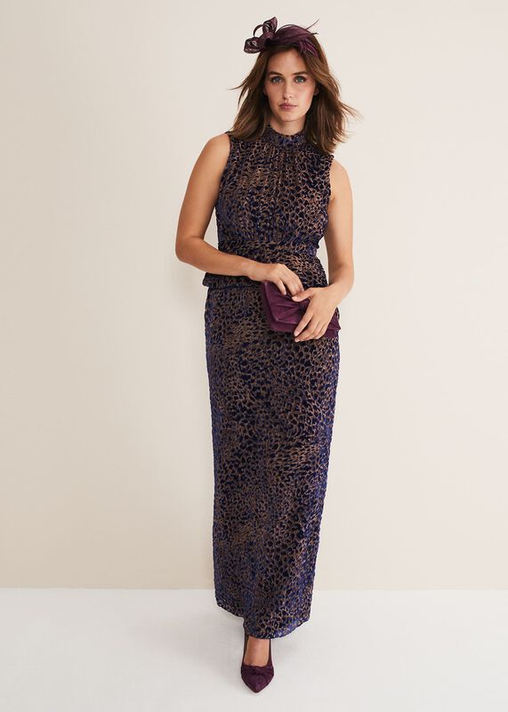 Catalina Leopard Velvet Maxi Dress
