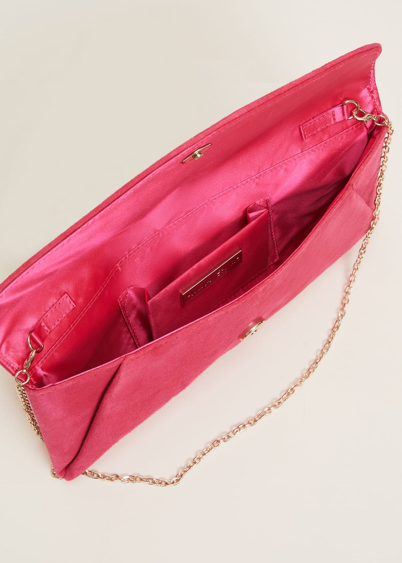 Wendie Pink Suede Clutch Bag
