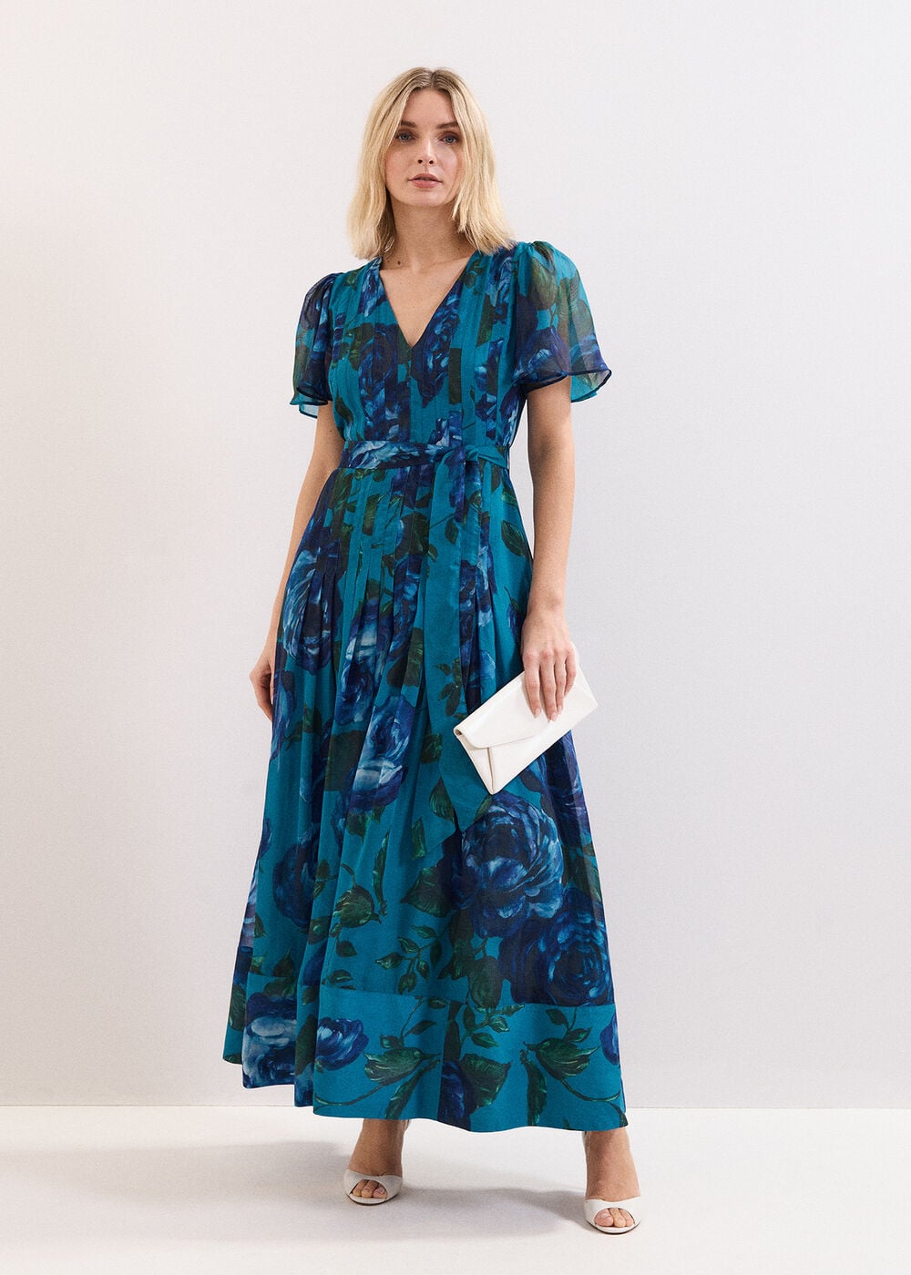 Skylar Teal Floral Maxi Dress