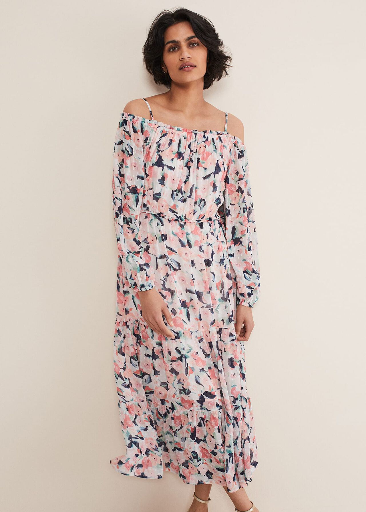 24+ Floral Off The Shoulder Midi Dress