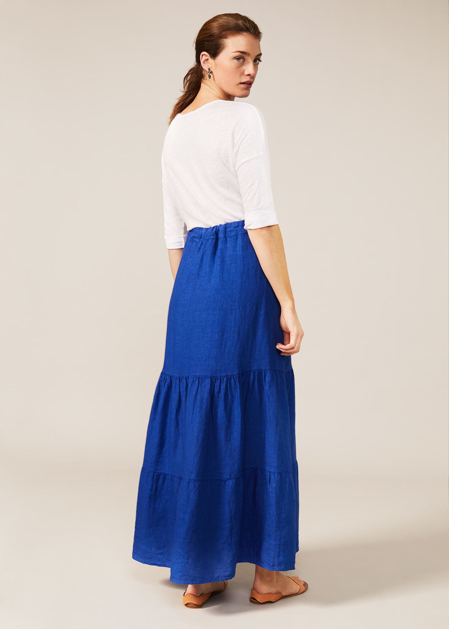 Arvinder Linen Tiered Maxi Skirt | Phase Eight