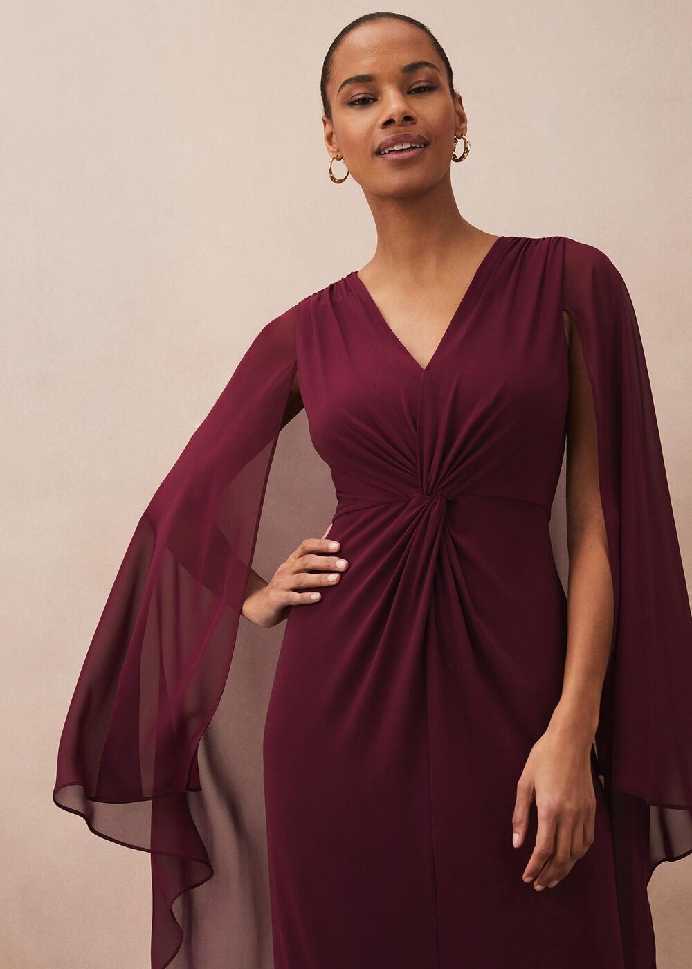 slim fit dress slacks Dark Navy Mother of Bride Dresses A-Line Pleated Cape Maxi Mother of The Bride Dress main image 0