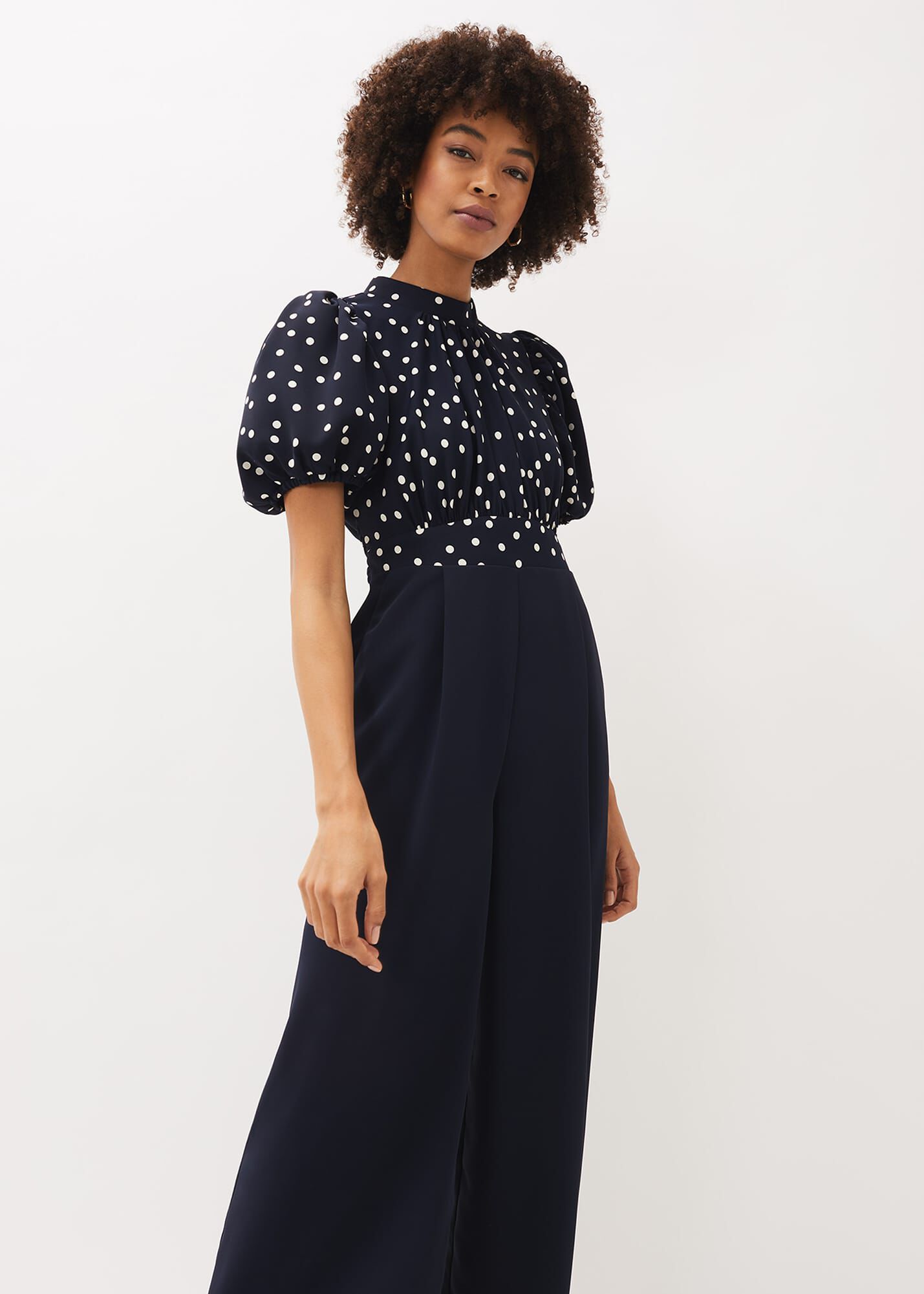 Paulina Puff Sleeve Spot Jumpsuit