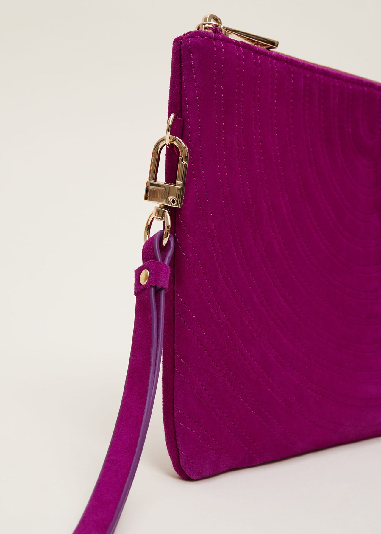 Dark Pink Suede Clutch Bag