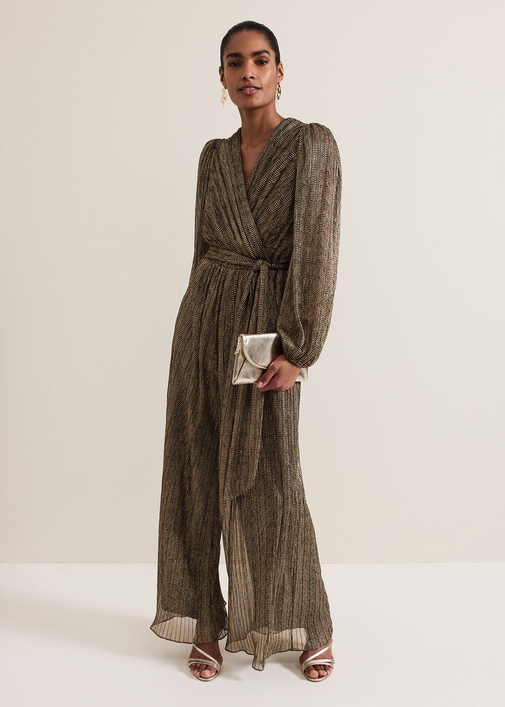 Alli Gold Textured Jumpsuit