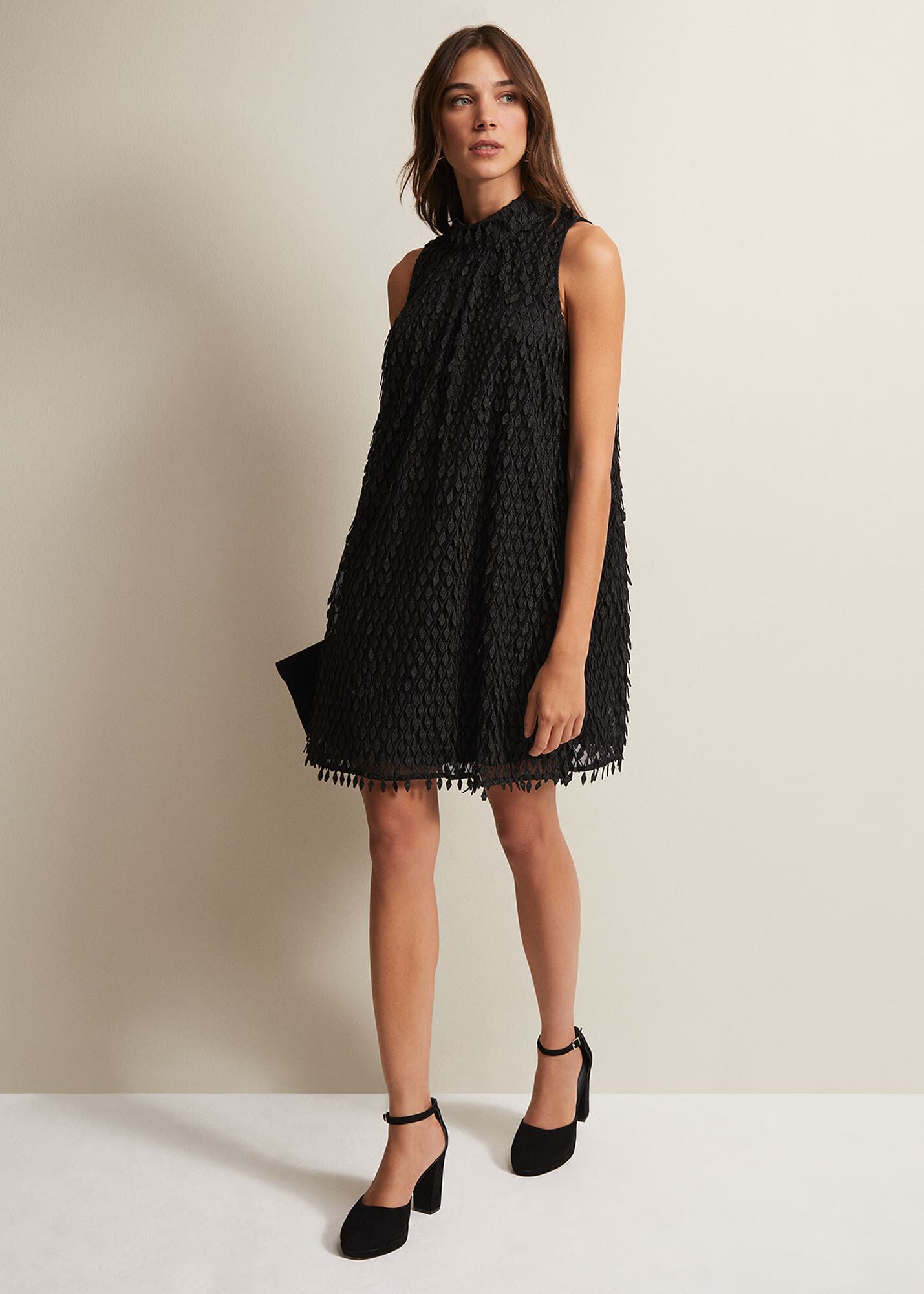 Zafia Black Shift Mini Dress