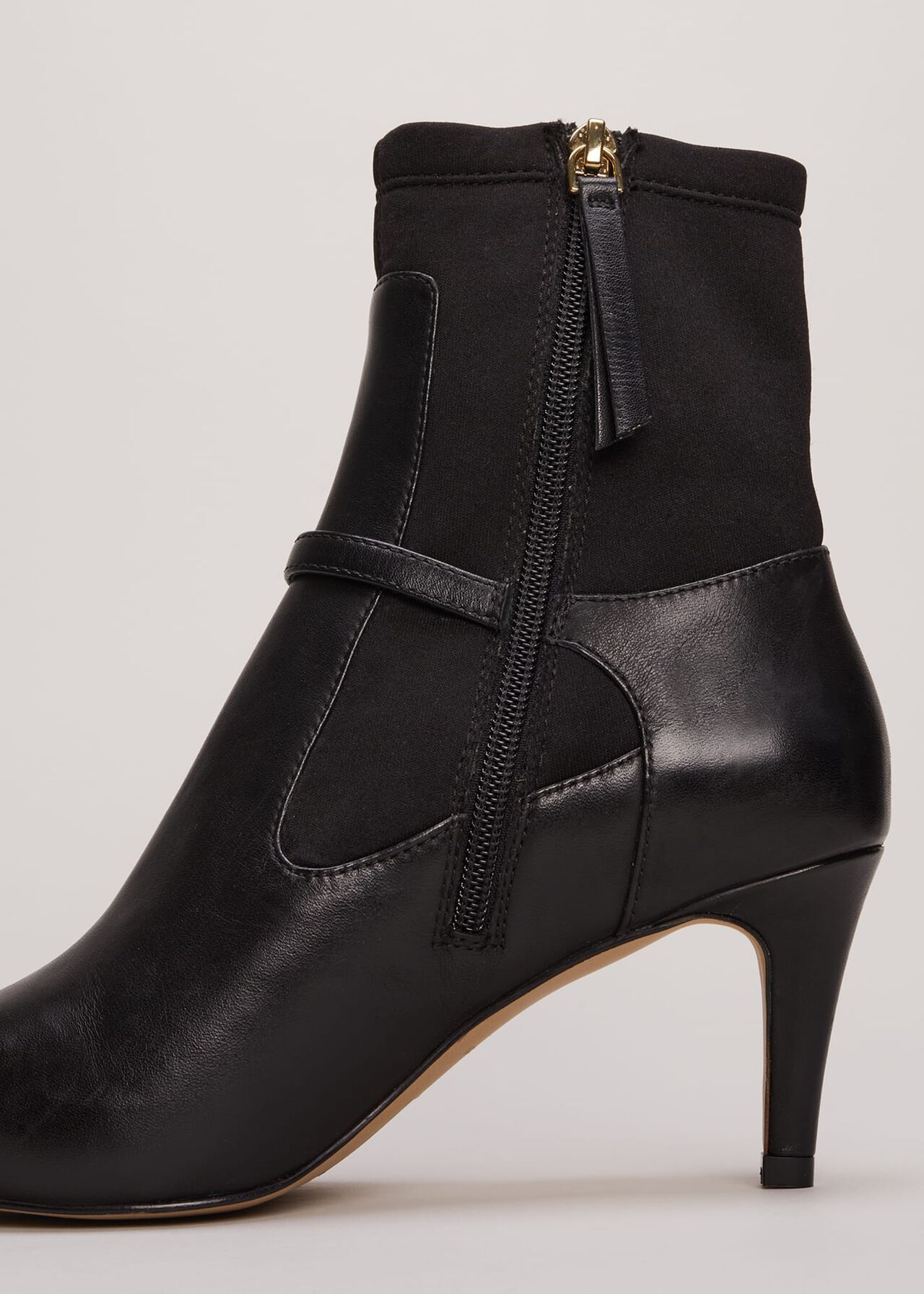 Leather Buckle Detail Sock Boots