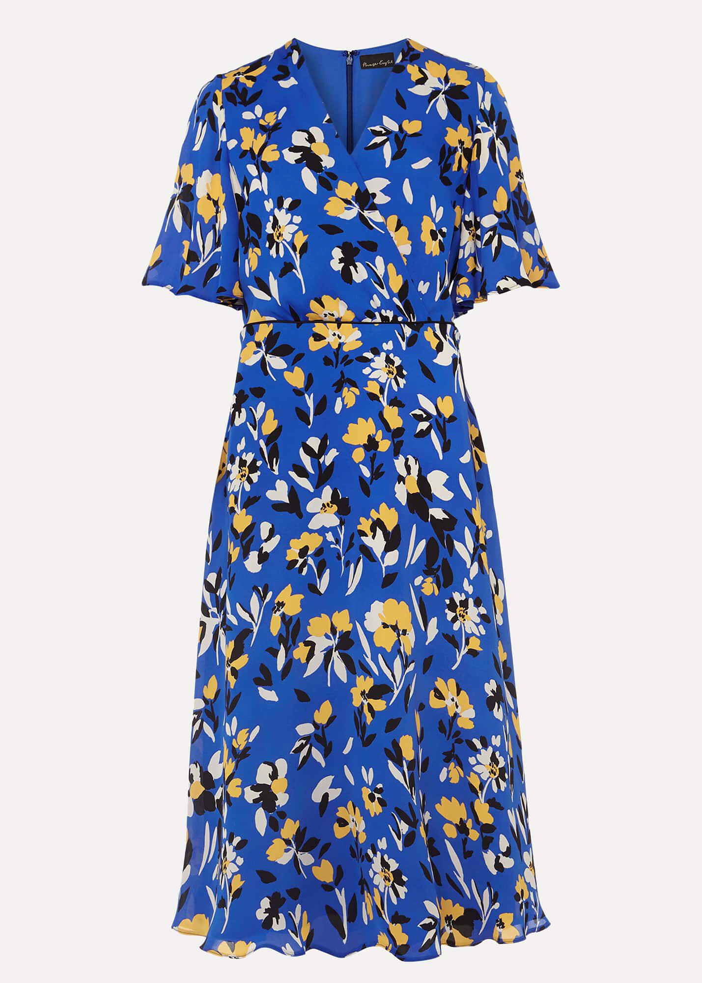 Blue floral midi dress