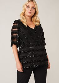 Carol Sequin Fringe Top