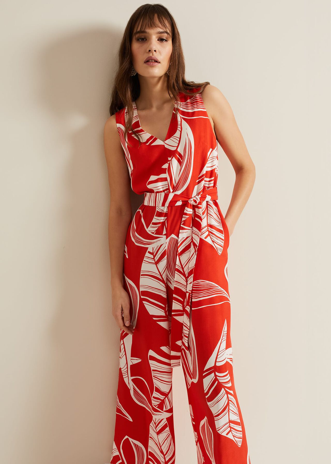 Suzie Leaf Print Jumpsuit