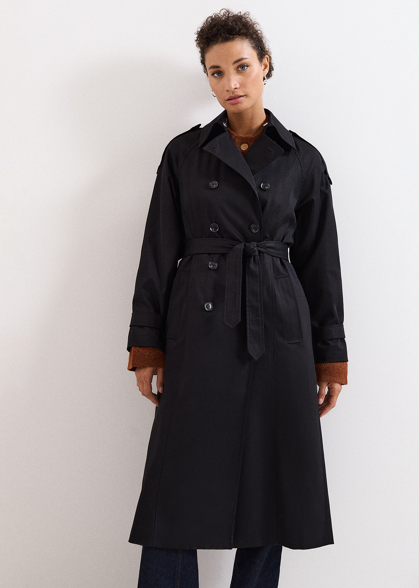 Avalie Neutral Collar Detail Trench Coat | Phase Eight UK |