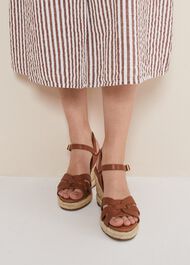 Leather Multi Strap Wedge Espadrille