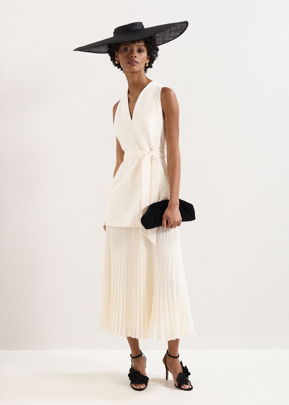Pia Tailored Pleated Midi Dress