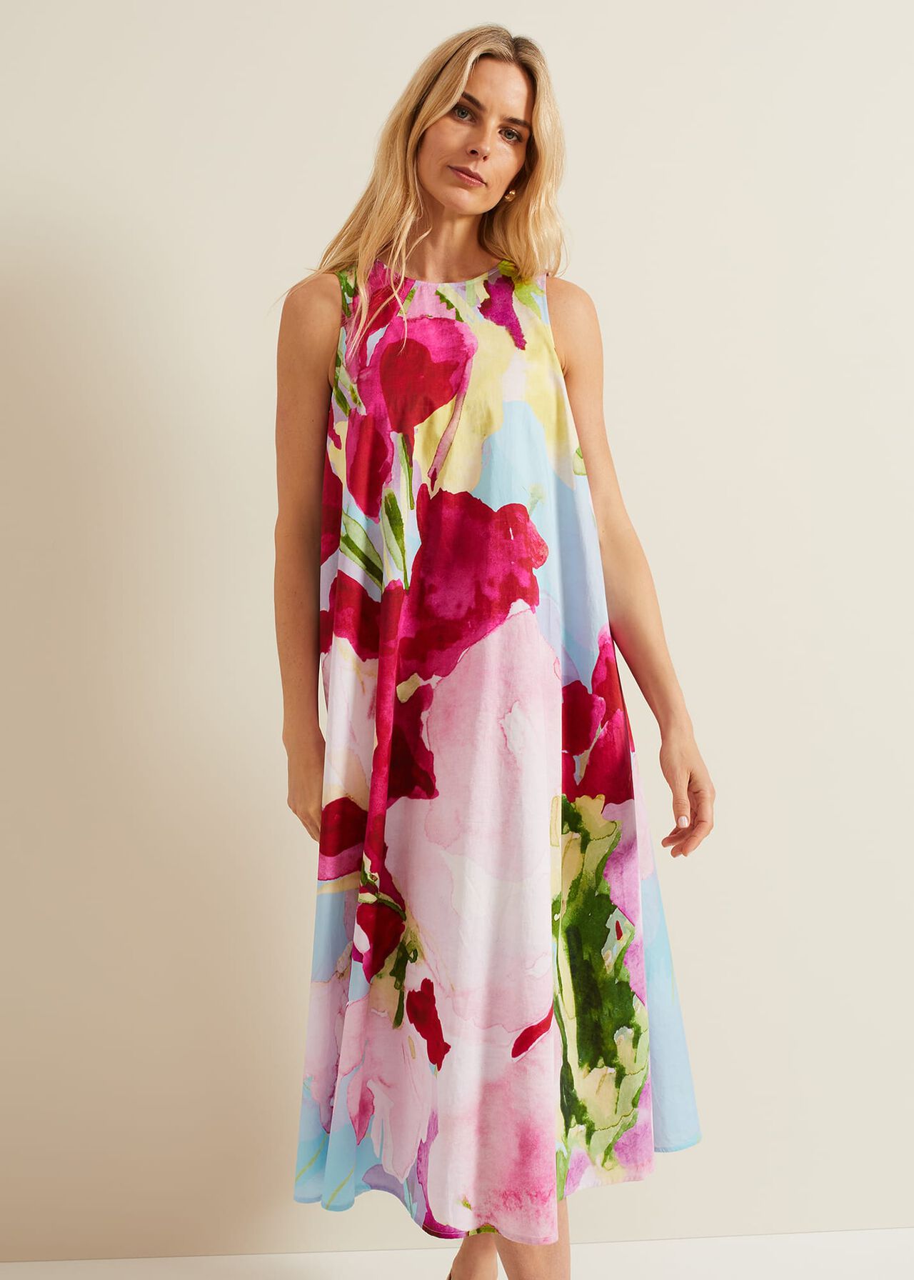 Leila Cotton Floral Midi Dress