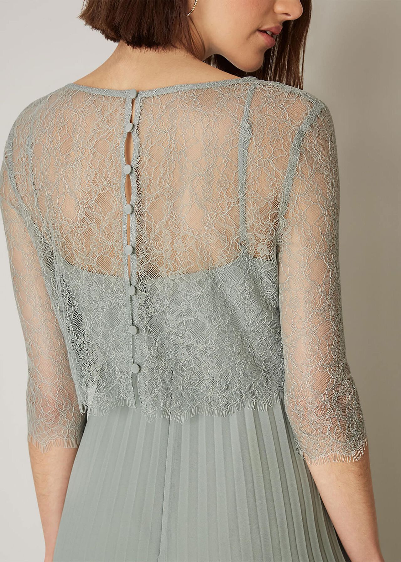 Sabrina Lace Pleated Maxi Bridesmaid Dress