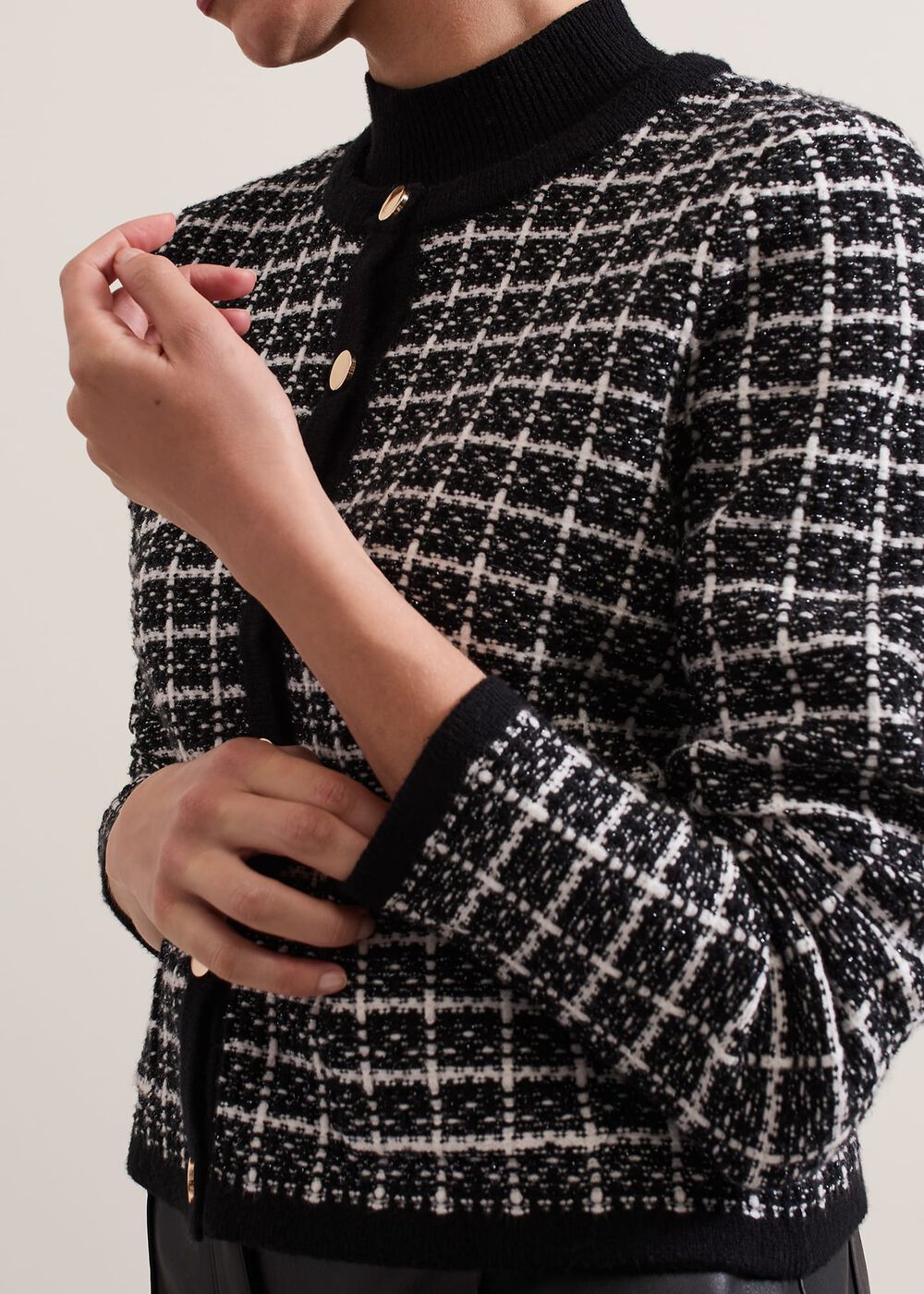 ${product-id}-Tiffany Lurex Check Cardigan-Black/Ivory-${view-type}
