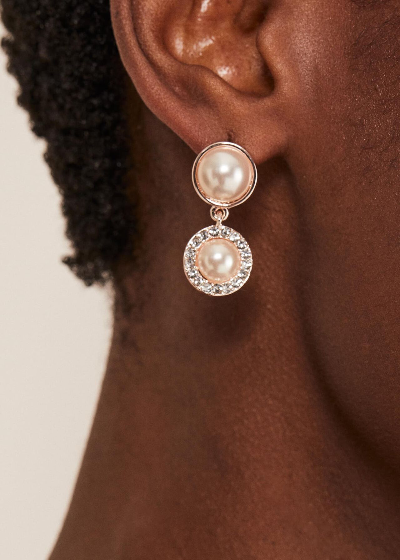Pearl And Stone Drop Earrings