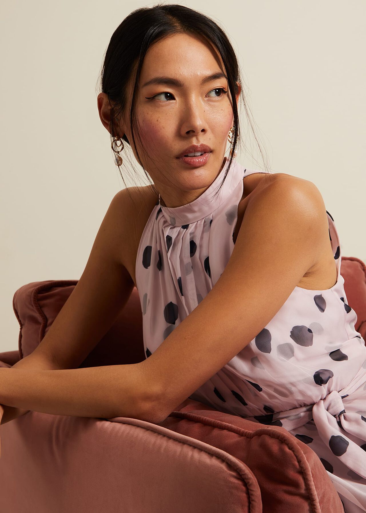 Naomi Spot Chiffon Dress