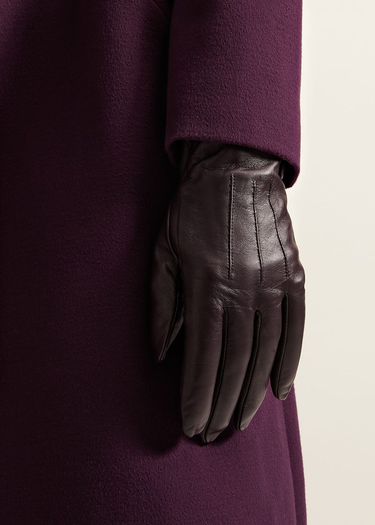 Button Leather Gloves