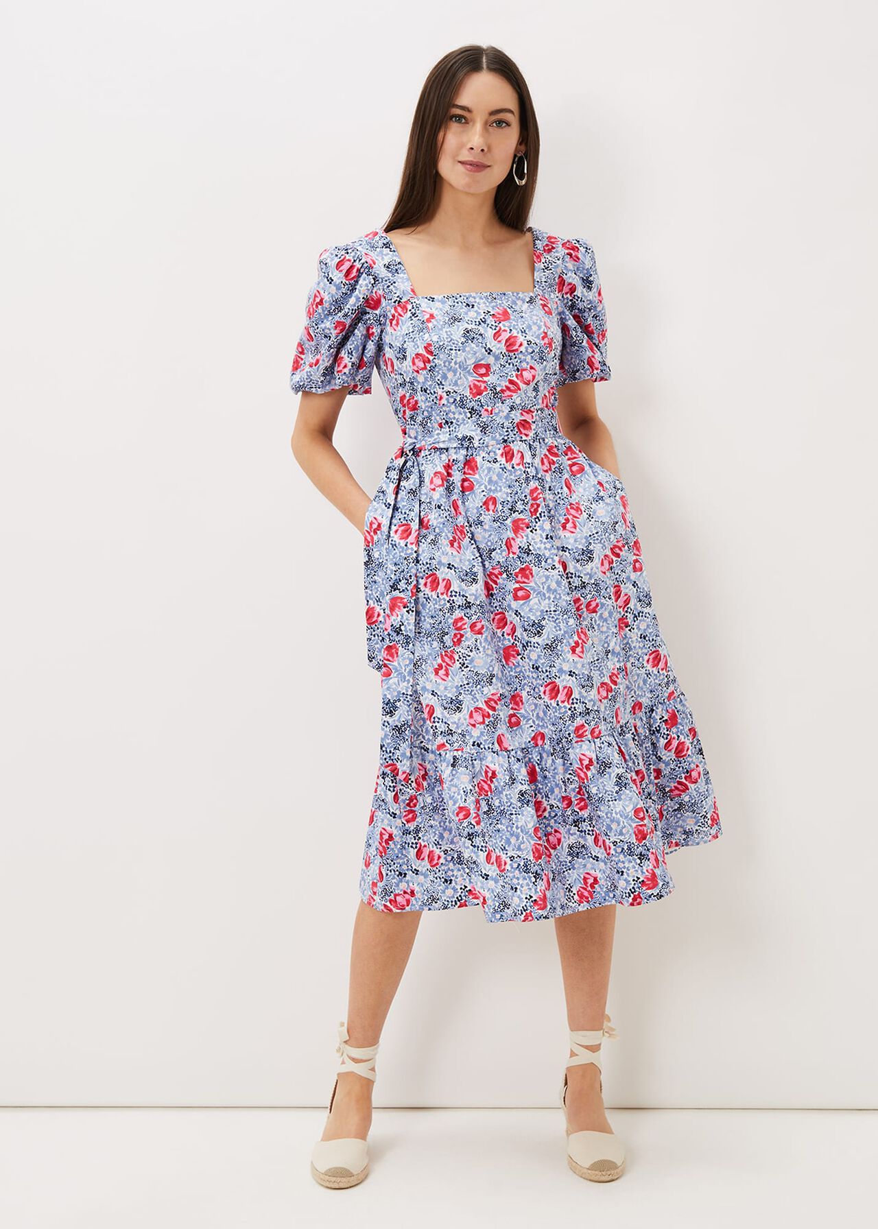 Abbiana Cotton Floral Midi Dress
