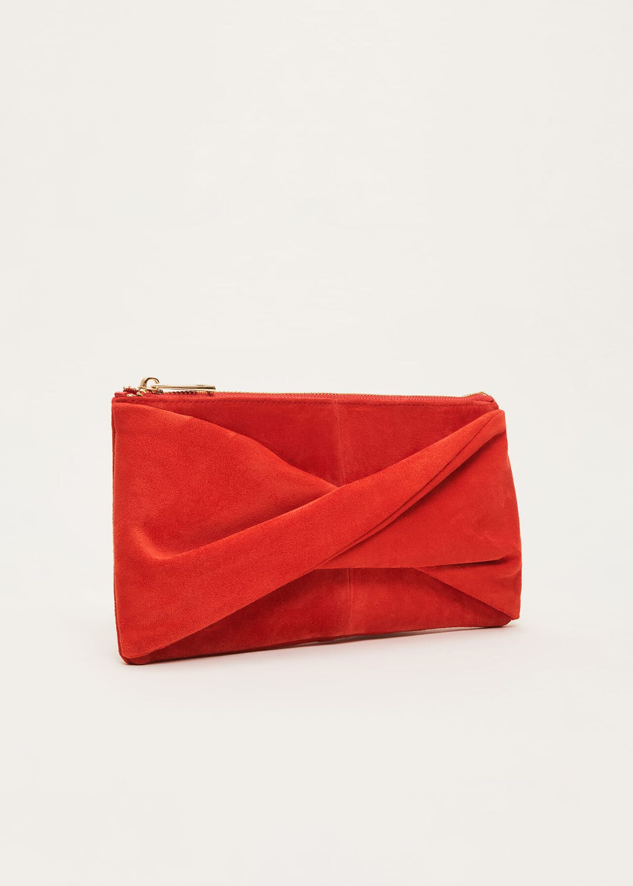 Red Suede Clutch Bag