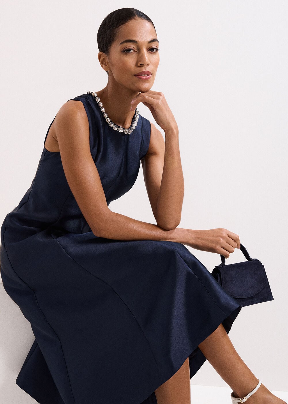 Judy Satin Twill Jewelled Dress