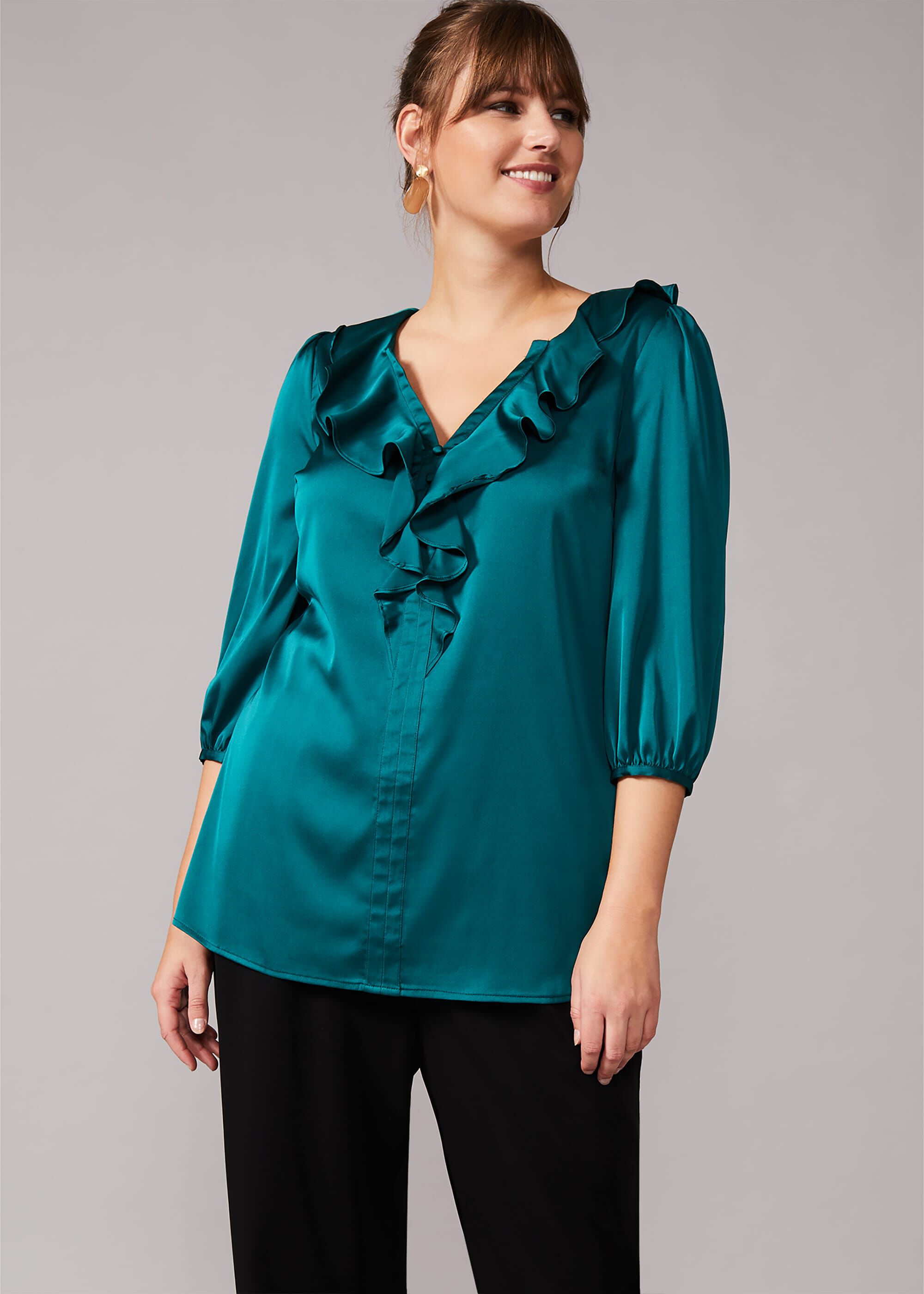 Teal satin new arrivals top