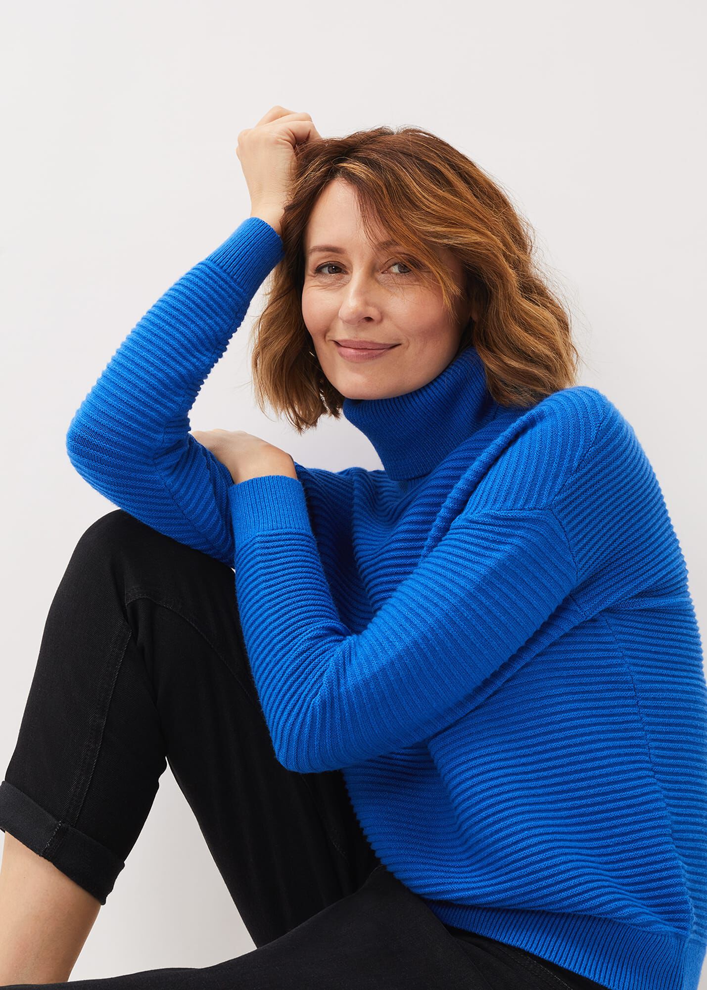 Ribbed roll neck jumper clearance