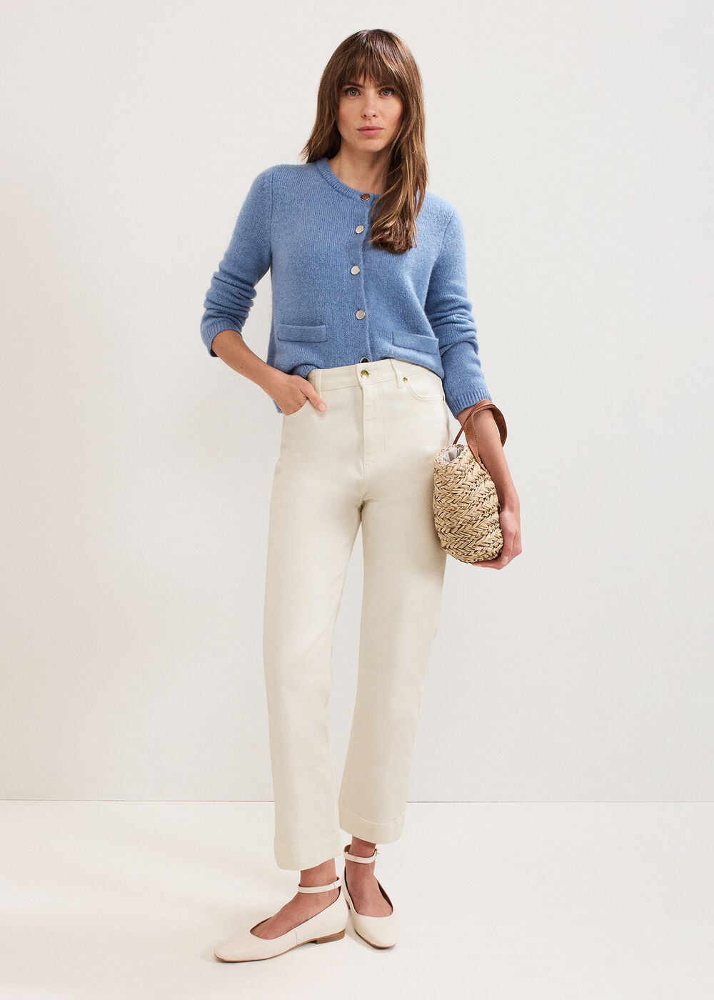 Lexi Ecru Crop Straight Jean
