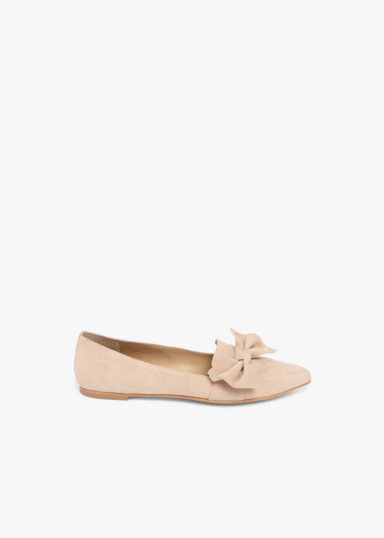 Salome Leather Side Bow Flat Shoes
