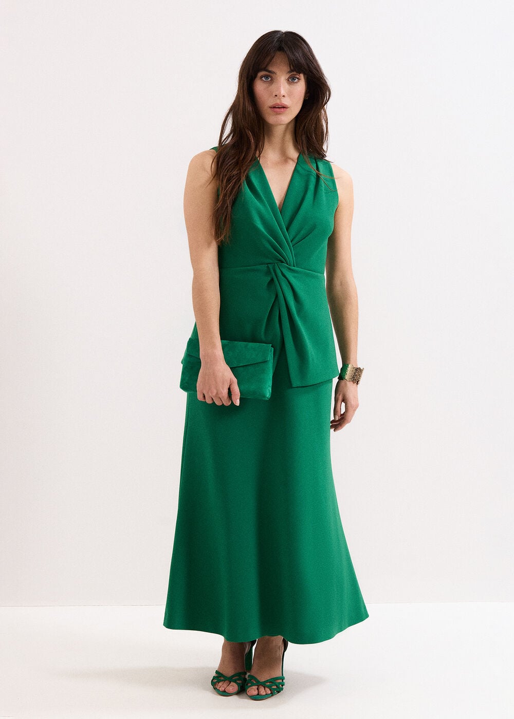 Nisha Green Twist Midi Dress
