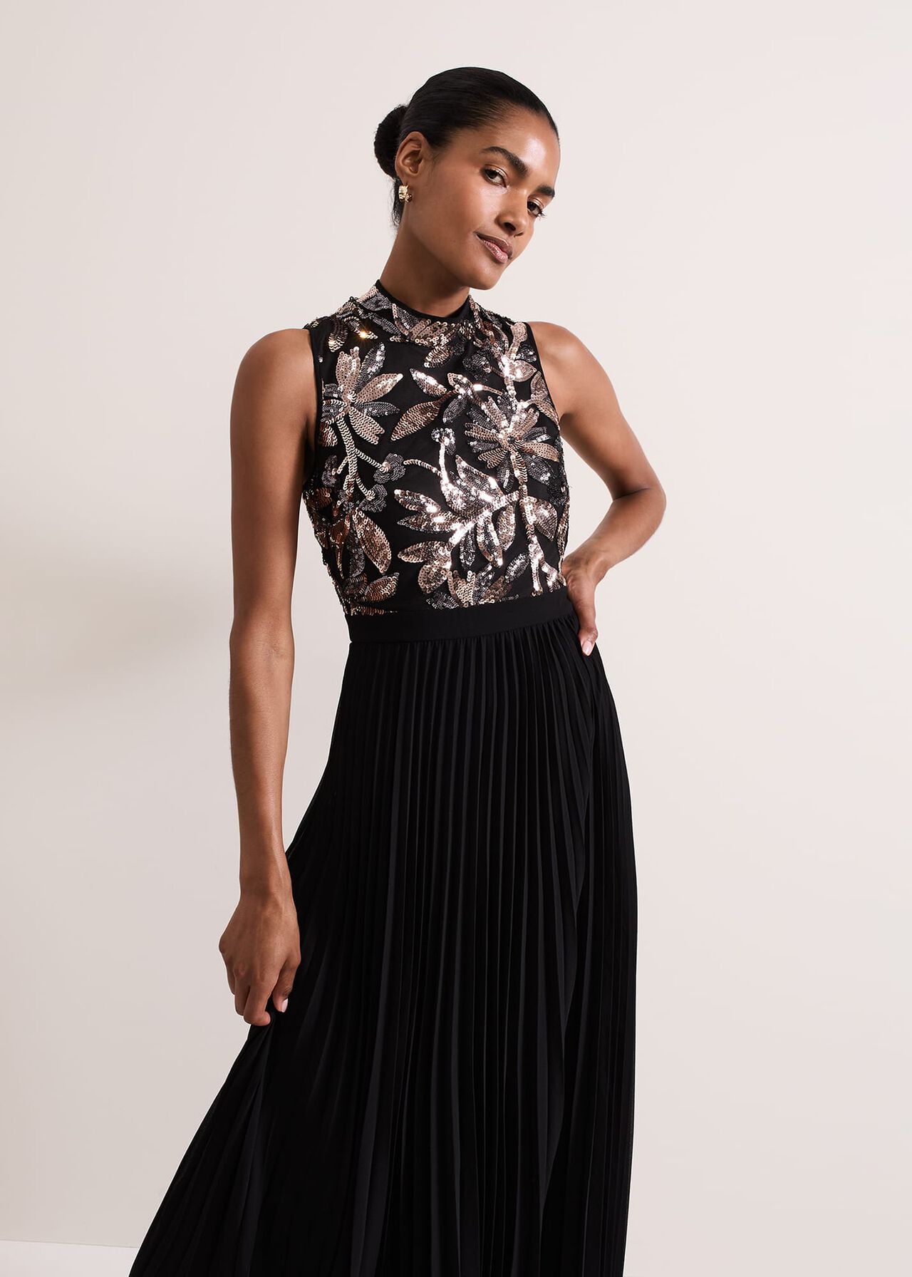 ${product-id}-Emalise Sequin Pleat Maxi Dress-Black/Multi-${view-type}