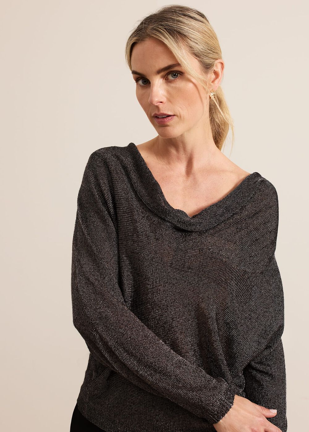 Malti Metallic Cowl Neck Knit