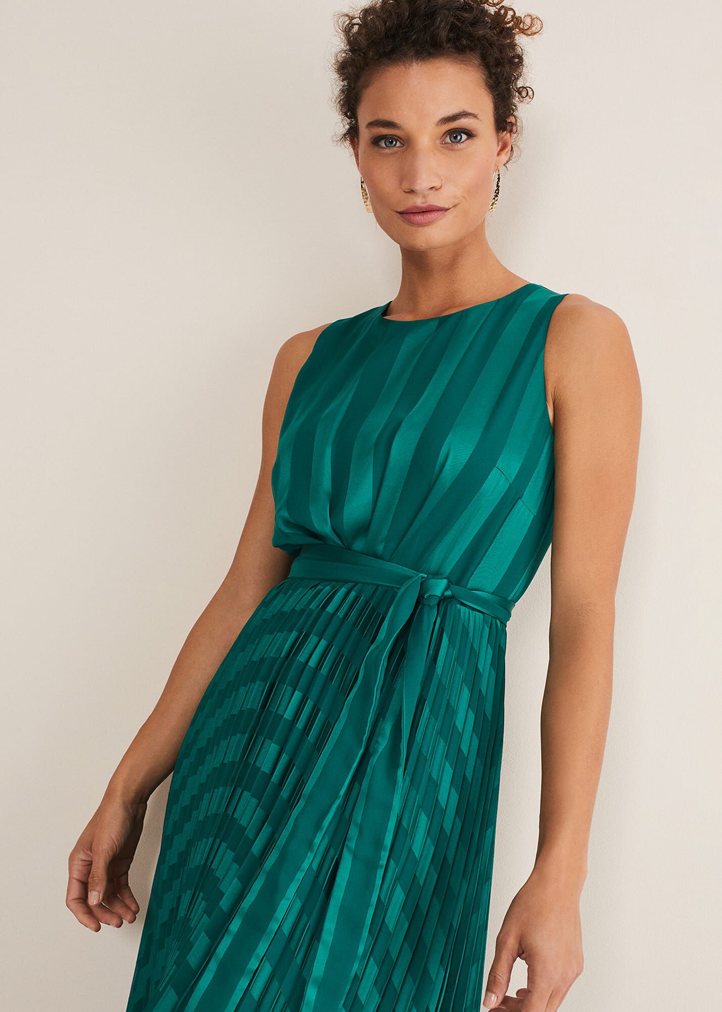 Jade Green Stripe Jacquard Maxi Dress | Phase Eight | Phase