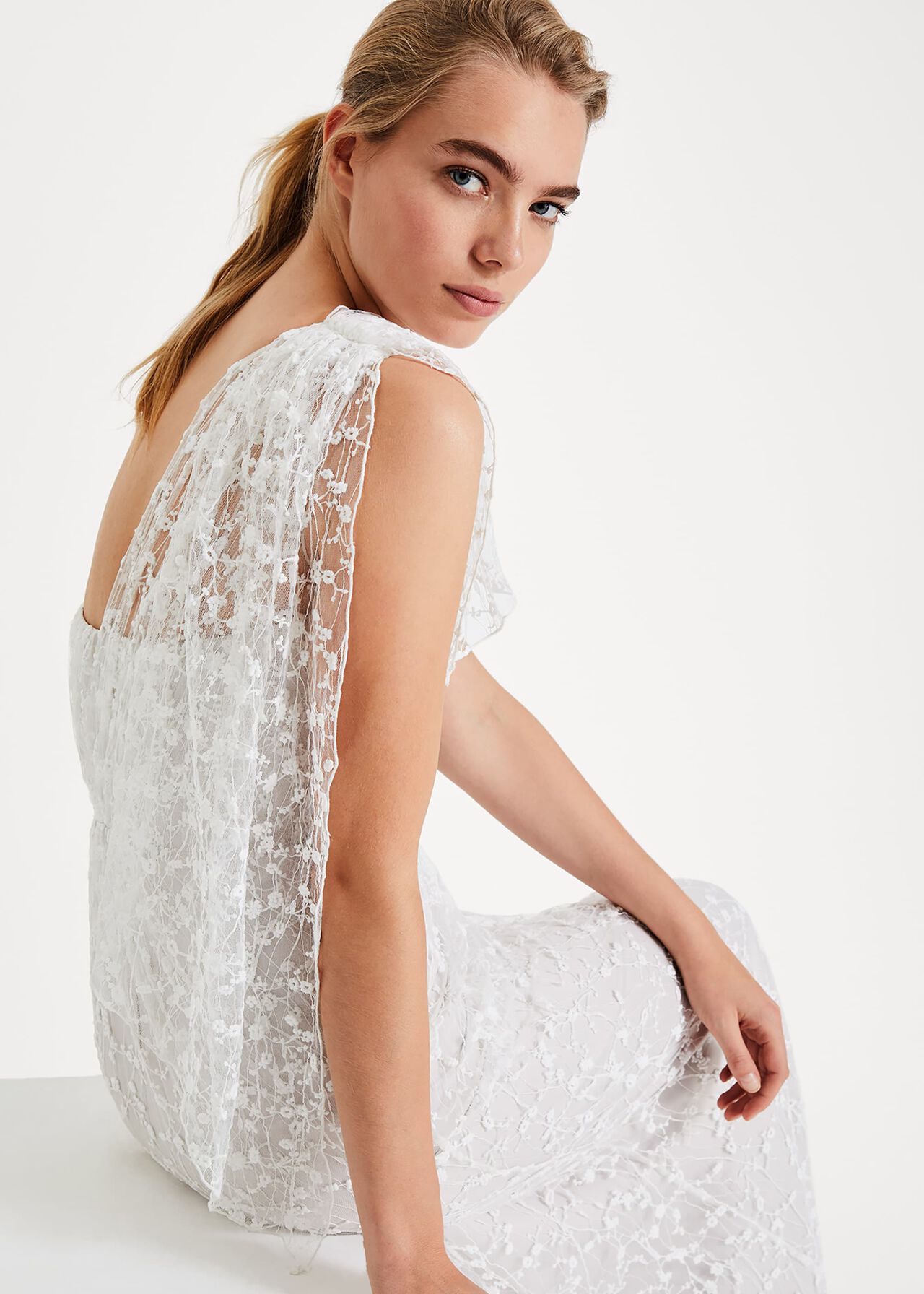 Anabel Lace One Shoulder Wedding Dress