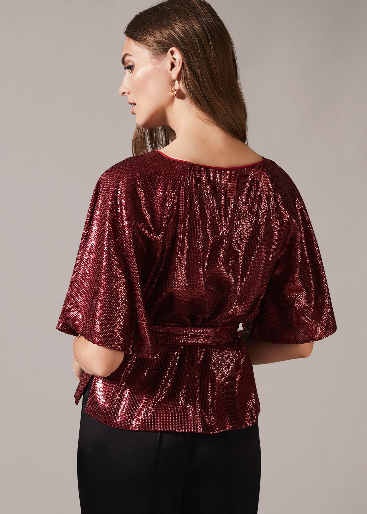 Kiera Sequin Wrap Top