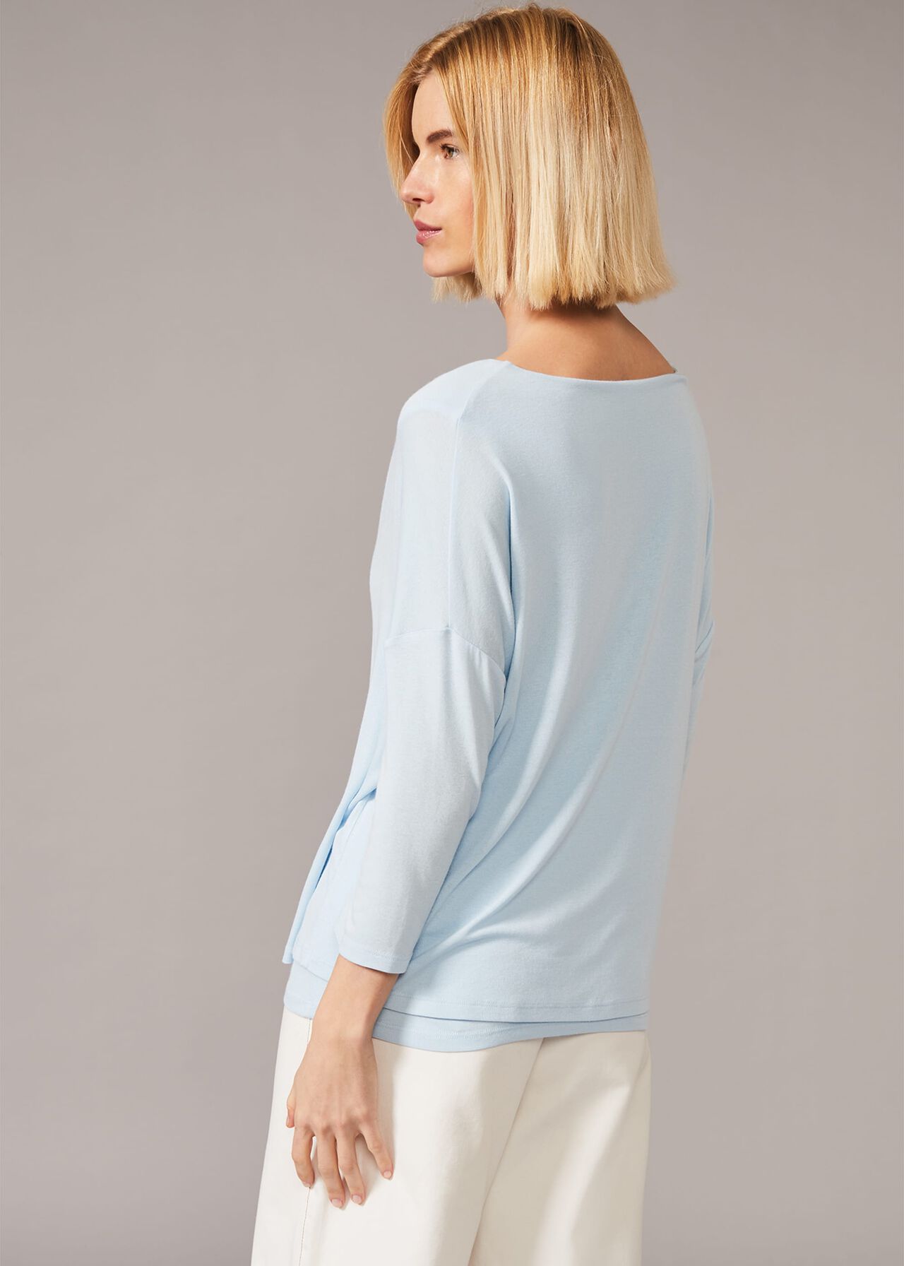 Caggie Cowl Neck Double Layer Top