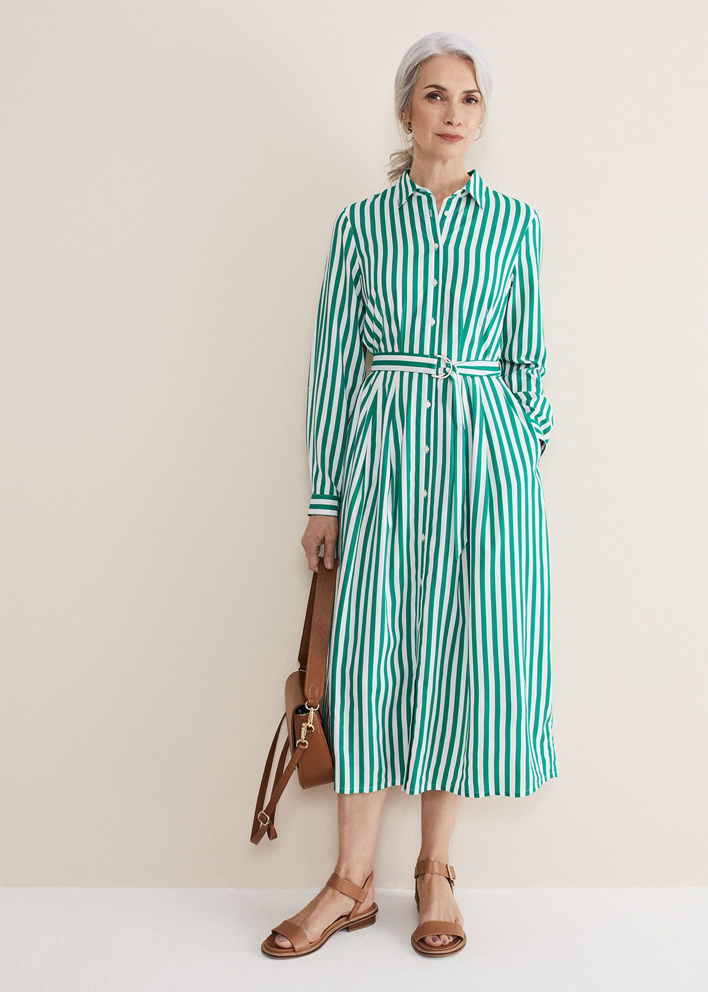 Ida Stripe Shirt Midi Dress