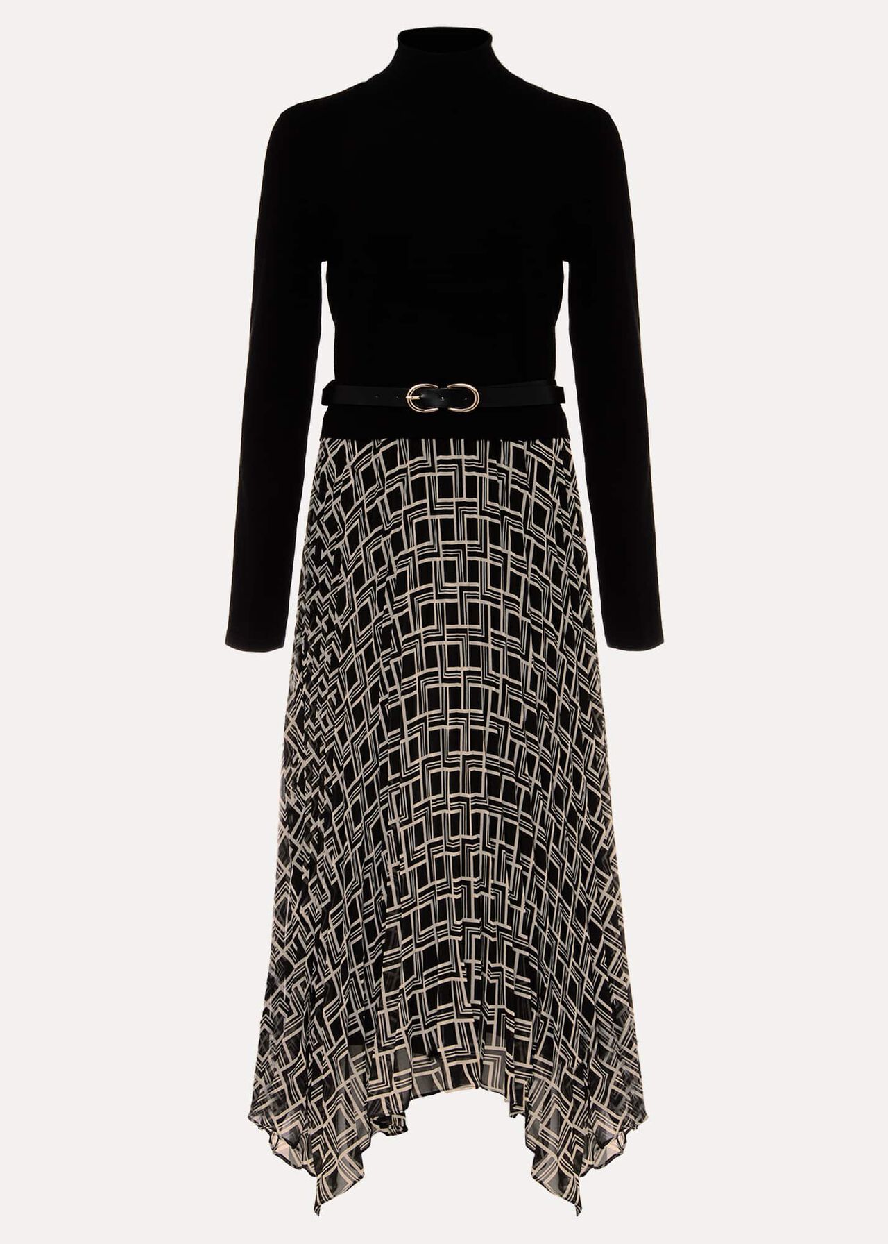 Petite Carle Fine Knit Geometric Dress