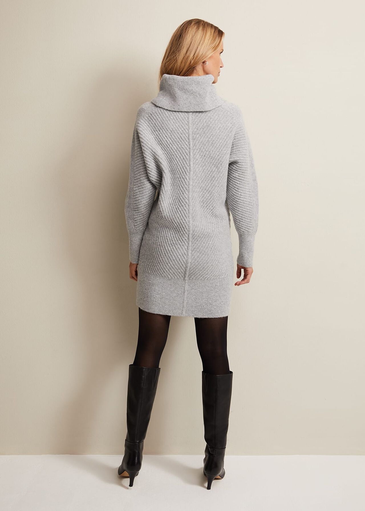 Fillipa Grey Knitted Tunic Mini Dress
