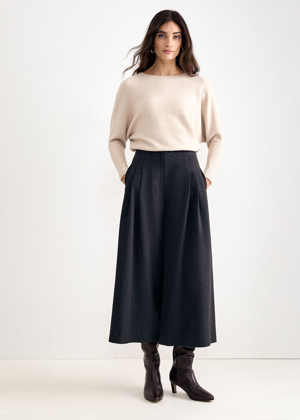 Belle Culotte Crop Pleated Trouser
