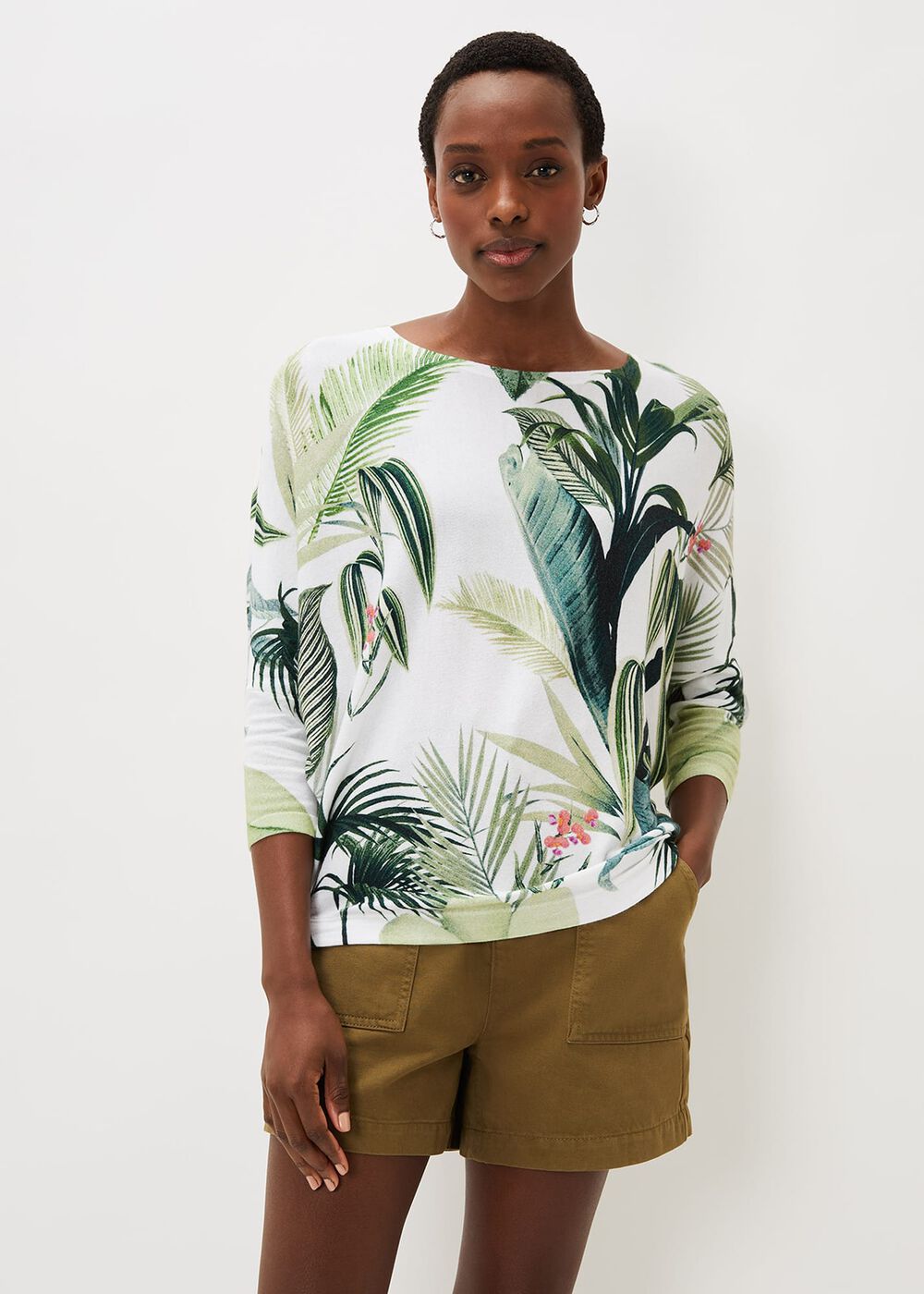 Johanna Cotton Palm Print Jumper