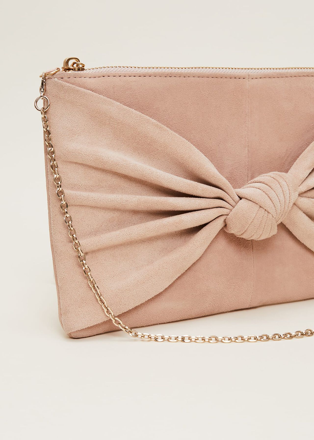 Knot Front Suede Clutch