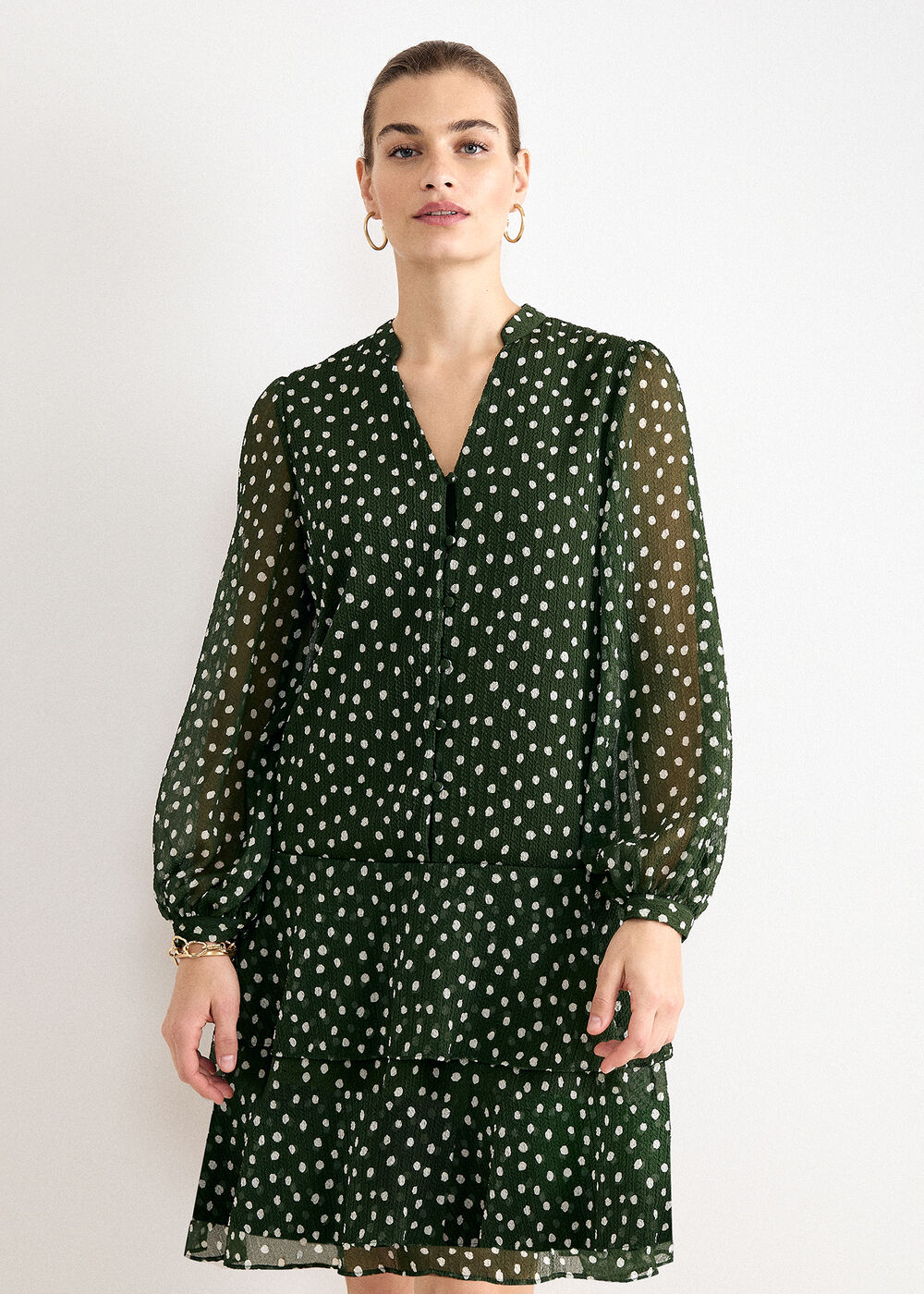 Alma Polka Dot Swing Mini Dress