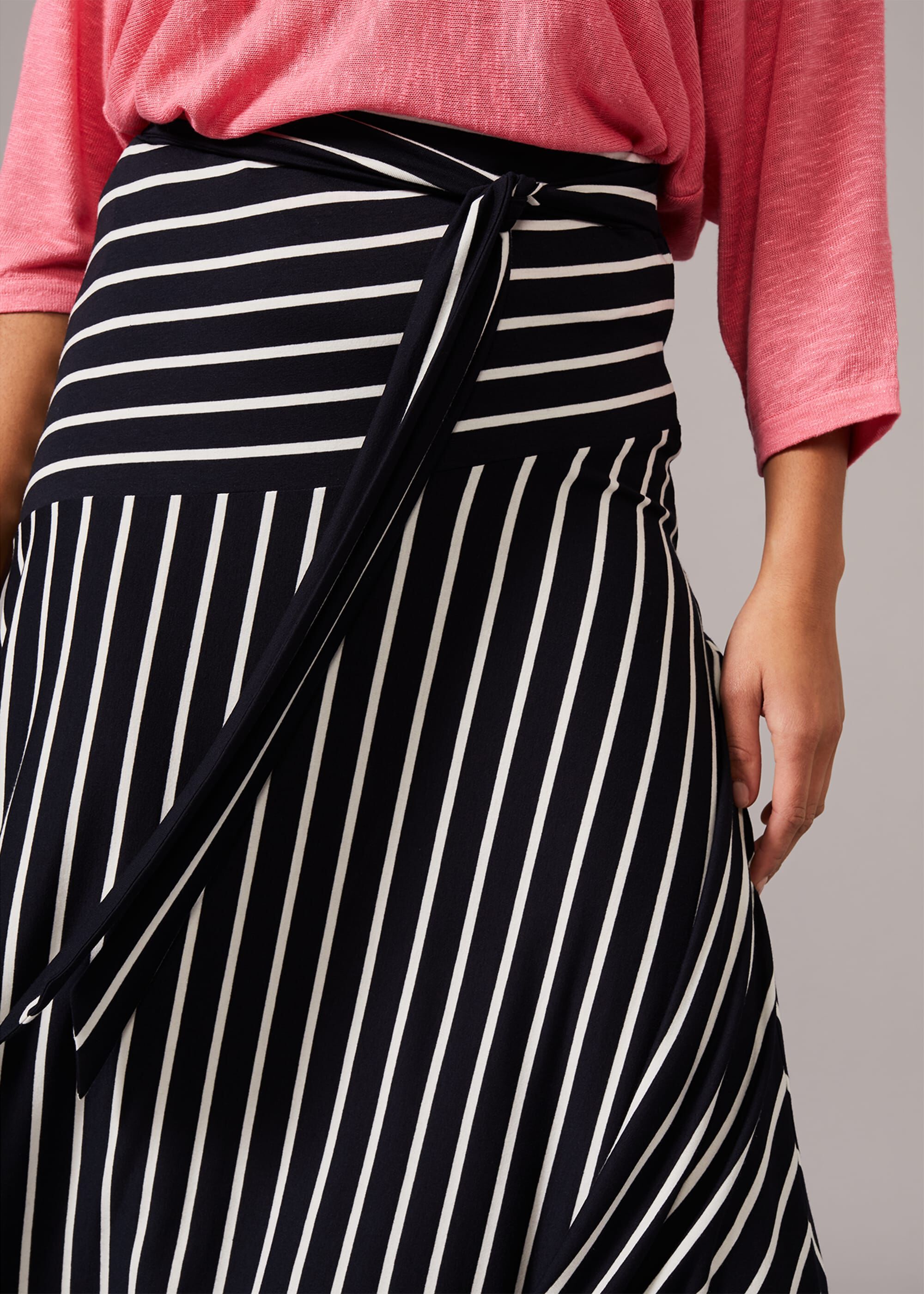 Alesha Asymmetric Stripe Skirt | Phase Eight UK |