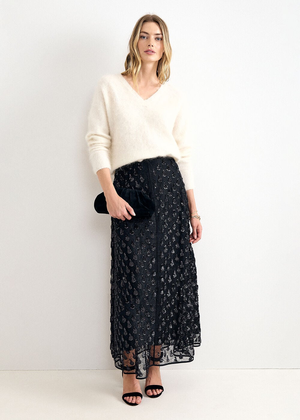 Esme Embellished Sheer Midi Skirt