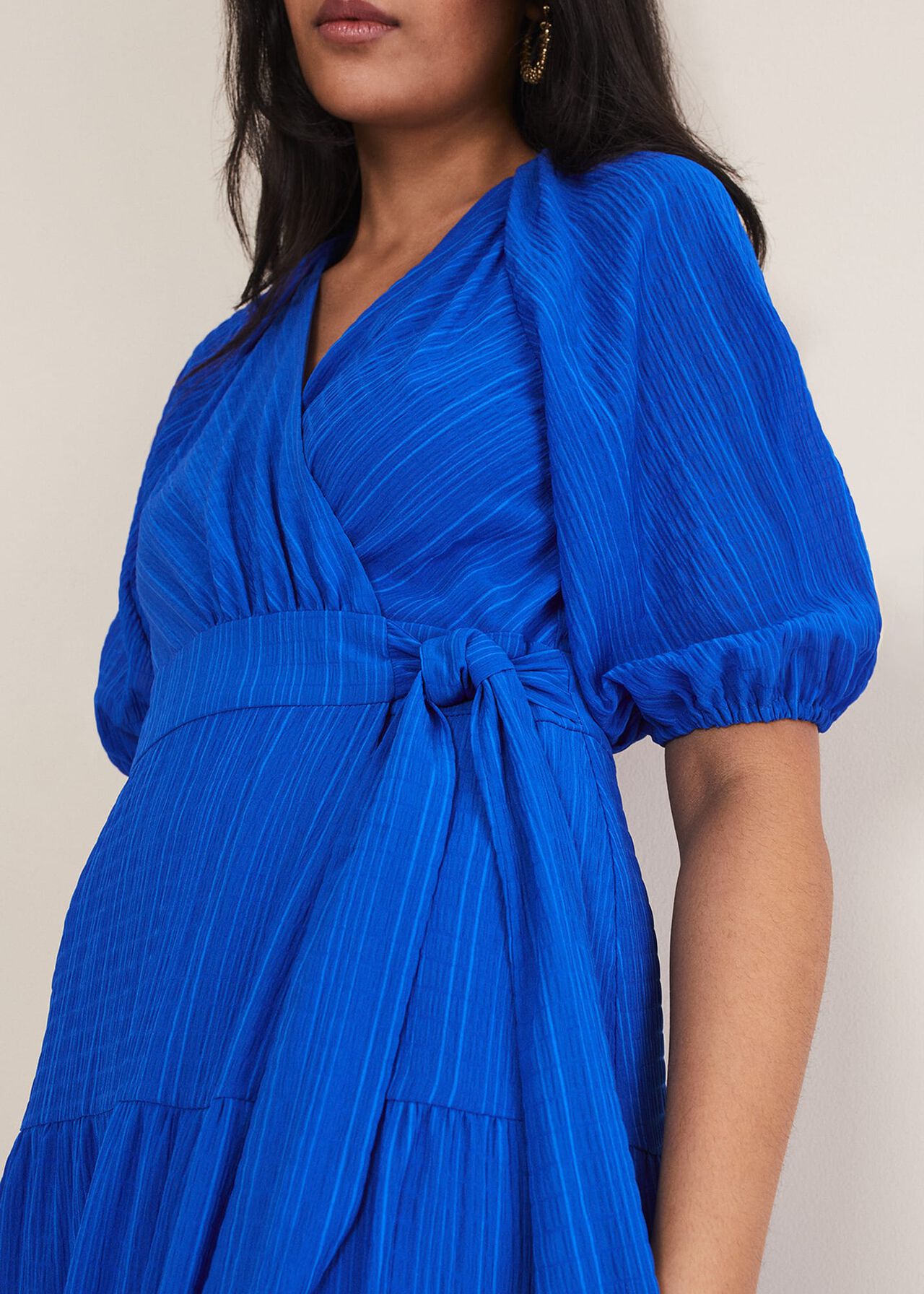 Petite Morven Blue Wrap Midi Dress