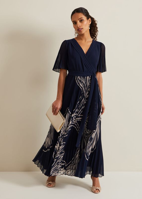Petite Abigail Printed Pleat Midaxi Dress