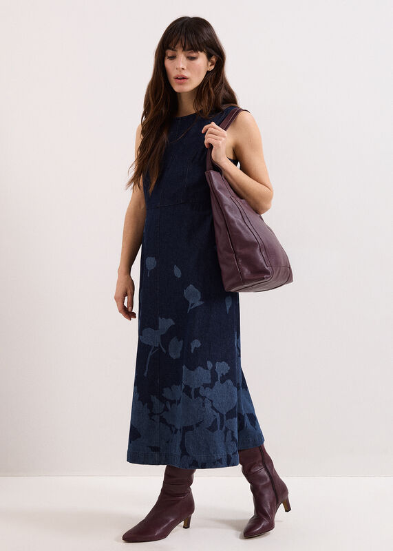 Juliette Floral Denim Midi Dress